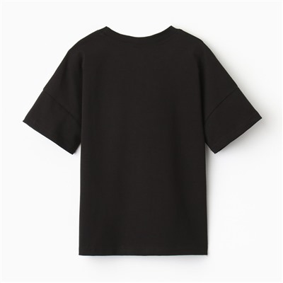 Футболка детская однотонная MINAKU: Basic line, чёрная, рост 128 см