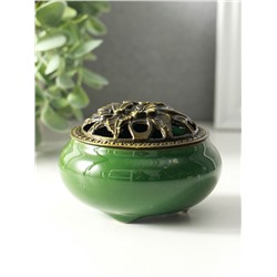 Курильница для благовоний, подставка для конусов TAKE IT EASY «Нефрит», 9.5×7 см, керамика, зелёная