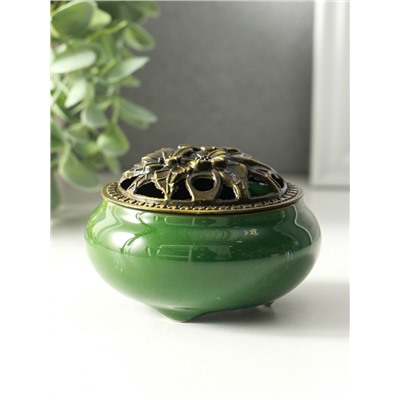 Курильница для благовоний, подставка для конусов TAKE IT EASY «Нефрит», 9.5×7 см, керамика, зелёная