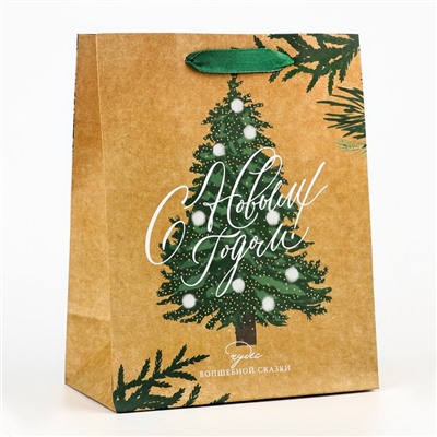 Пакет подарочный новогодний крафтовый «Winter», MS 18×23×10 см