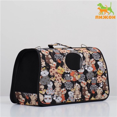 Сумка - переноска каркасная «Кошки», размер L, 53×21×29 см