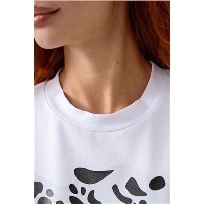 8506/1 Футболка женская оверсайз (Леопард_белый)
