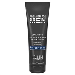 Ollin Шампунь для волос и тела мужской освежающий / Premier For Men, 250 мл 10809