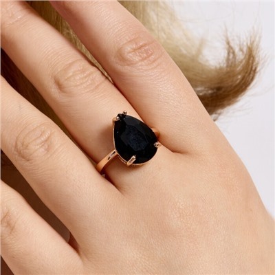 Кольцо 18 р ювелирная бижутерия Дубайское золото: покрытие позолота, вставка: фианит, цвет: черный, арт.414.146-18