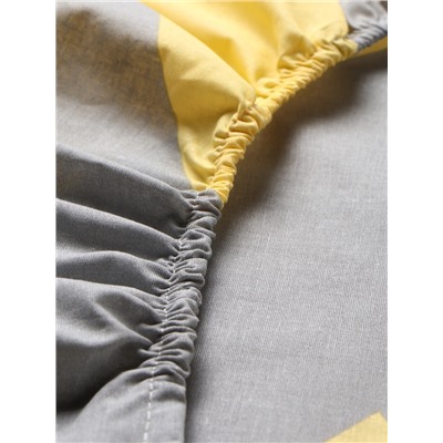 Простыня на резинке 1.5-спальная «Этель. Жёлтый Шеврон», 140×200+25 см, поплин