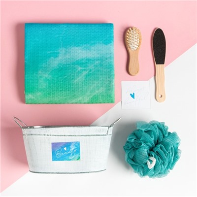 Набор подарочный «Этель» Beauty, 5 предметов, полотенце, мочалка, открытка