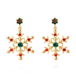 Серьги-снежинки 4 см. Цвет: Золото и Цветные кристаллы