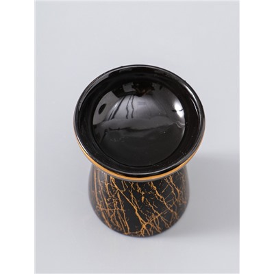 УЦЕНКА Аромалампа керамика "Золотой кракелюр на чёрном" 9,3х9,3х11,8 см