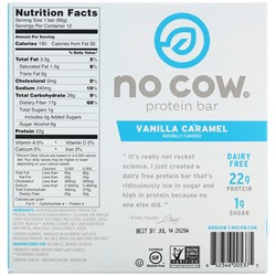 No Cow, Протеиновый батончик, ваниль и карамель, 12 батончиков по 60 г (2,12 унции)