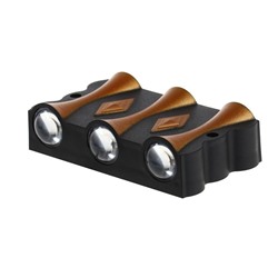 Светильник фасадный «Глосс», 6 Вт, 3000К, 3 луча, IP65, 220 В, пластиковый корпус, чёрный, свечение тёплое белое