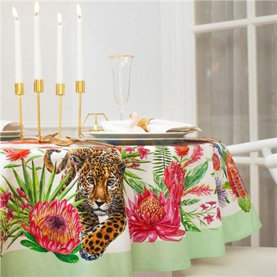 Скатерть «Экзотический сад» d=220±3 см,100% хлопок, саржа 190 г/м²
