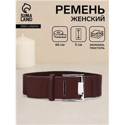 Ремень-резинка женский, 66×5 см, пряжка металл, серебристая, тёмно-коричневый