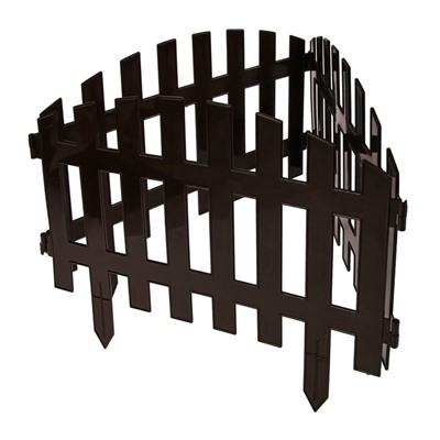 Ограждение декоративное, 35×210 см, 5 секций, пластик, коричневое, RENESSANS, Greengo