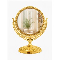 Зеркало настольное, двустороннее, с увеличением, d зеркальной поверхности 10 см, цвет золотистый