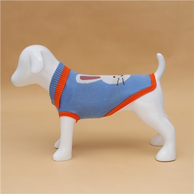 Свитер для животных «Зайка», размер L, ДС 29, ОШ 29, ОГ 29-49 см, голубой