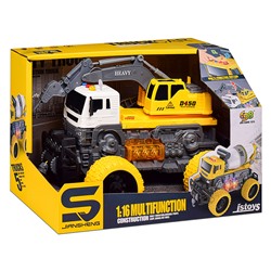 Машина "МегаБур" 1:16 (свет, звук) в коробке (цвет желтый)