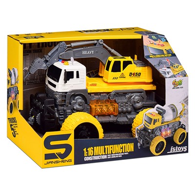 Машина "МегаБур" 1:16 (свет, звук) в коробке (цвет желтый)