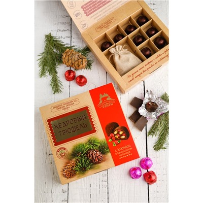 Кедровый трюфель в натуральном шоколаде с Клюквой и чаем / коробка / 80 гр / ТМ Территория Тайги