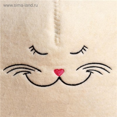 Шапка для бани и сауны, «Кошечка», полиэфир 70%, шерсть 30%, белая