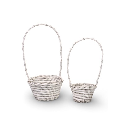 Корзина плетёная для хранения, лоза, белая, набор 2 шт.