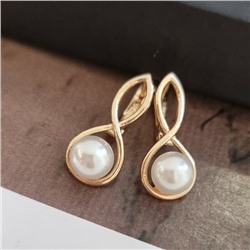 Серьги ювелирная бижутерия коллекция "Дубай" покрытие: позолота, вставка: жемчуг, 48003, арт.216.351