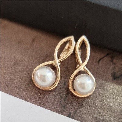 Серьги ювелирная бижутерия коллекция "Дубай" покрытие: позолота, вставка: жемчуг, 48003, арт.216.351