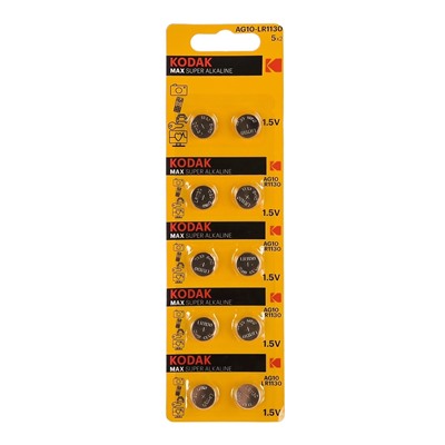 Элемент марганцево-щелочный Kodak AG10 (389 LR1130, LR54) (10-BL) (10/100)