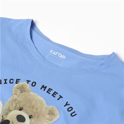 Пижама женская (футболка, шорты) KAFTAN Hello, размер 48-50, голубая