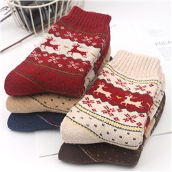 Шерстяные носки с оленями НАБОР 5 пар (Размер 36-39)