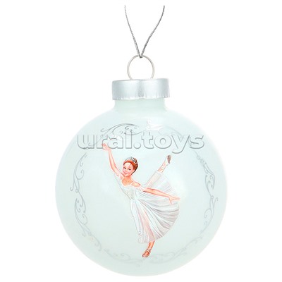 Новогоднее украшение. Елочный стеклянный шар "Красивая балерина" 6см