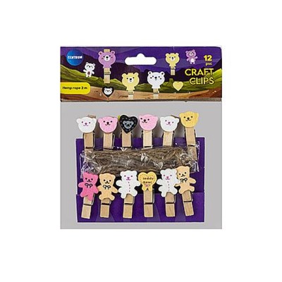 Декоративные прищепки деревянные "Мишка" 35х7х9мм 10 шт 80334 Centrum