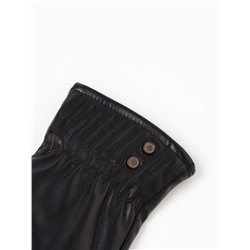 Перчатки женские кожаные, безразмерные, с утеплителем, цвет чёрный