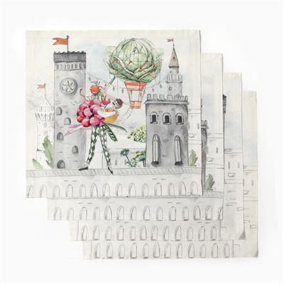 Набор салфеток «Этель» Circus show, 40×40 см - 4 шт., 100% хлопок., 190 г/м²