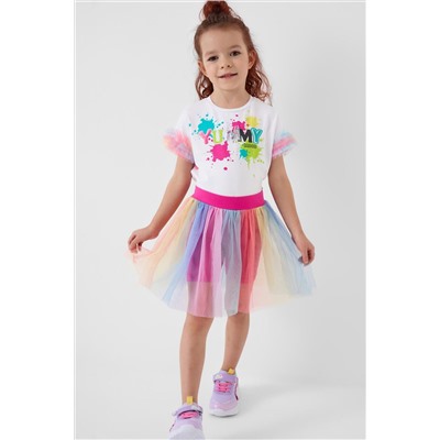 Комплект трикотажный для девочек: джемпер (футболка), юбка-шорты PLAYTODAY, 1240354