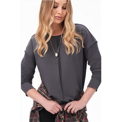 Женский лонгслив оверсайз из футера двухнитки Happyfox