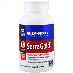 Enzymedica, SerraGold, высокоэффективная серрапептаза, 120 капсул