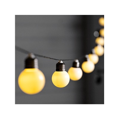 Гирлянда «Нить», 2.7 м, с насадками «Белые шары», уличная, IP44, 10 LED, 8 режимов, солнечная батарея, тёмная нить, свечение тёплое белое