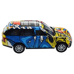Машина металл Land Rover "Range Rover Vogue графити" 12см, инерц. в коробке