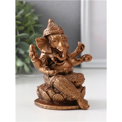Фигурка гипс «Ганеша на лотосе», 10.5×9×8 см, бронза