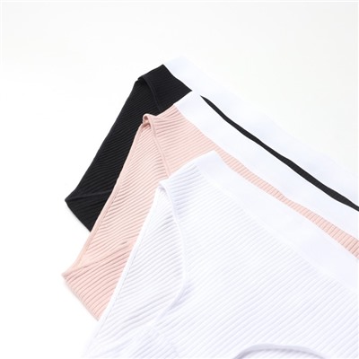 Трусы женские слипы MINAKU рубчик, набор 3 шт., размер 40-42, белые, бежевые, чёрные