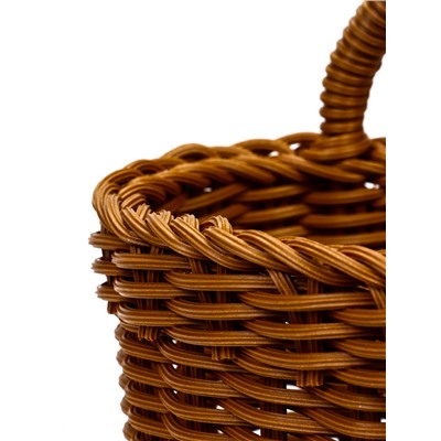 Корзина плетёная для хранения, 18×15×12 см, ручка h=10 см, пластиковая, коричневая