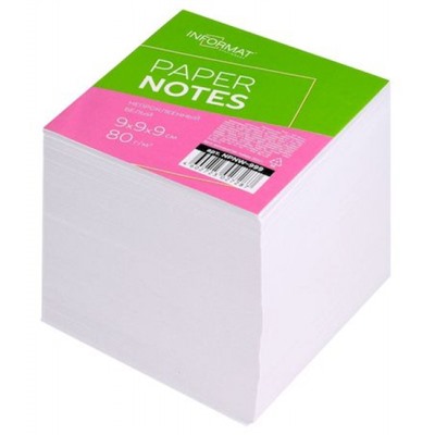 Бумага для заметок 9х9 см 900л "Куб" белая непроклеенная NPNW-999 inФОРМАТ