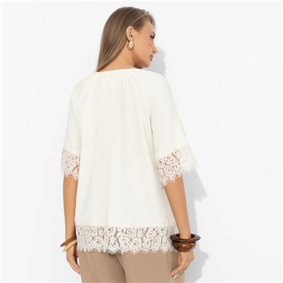 Блуза свободного кроя с кружевом, Путешествие в Прованс (нежная)