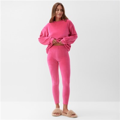 Костюм женский (свитшот, леггинсы) KAFTAN Plushy, размер 48-50, фуксия