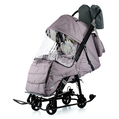 Санки-коляска Кидс 3-4 (лен пудровый) нет варежек сумки