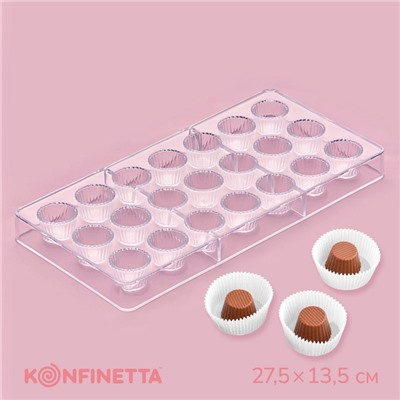 Форма для конфет и шоколада KONFINETTA «Конфетти», пластик, 27.5×13.5 см, 21 ячейка, прозрачная