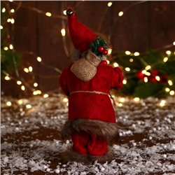 Дед Мороз под ёлку «Зимнее волшебство. Новогодняя игрушка в меховом костюме», 20 см, красный