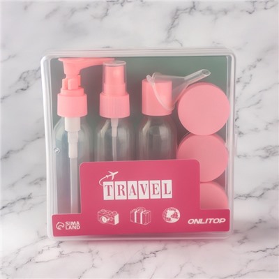 Набор для хранения, в футляре, 8 предметов, прозрачный/розовый