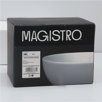 Тарелки глубокие Magistro Mien, 500 мл, d=14 см, набор 6 шт., фарфор, белые