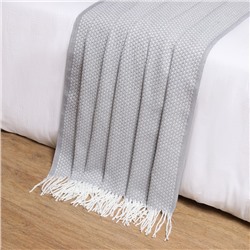 Плед «Этель» Валенсия, 140×200 см, 13/BOUCLE, хл 50%, пэ 30%, пан 20%, белый, серый